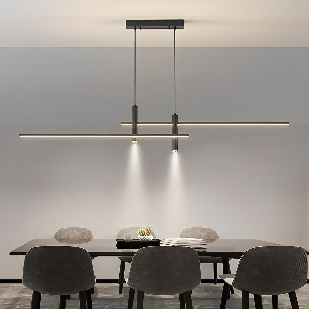 Linear Aluminum Overhead LED Fixture – Dimmable Strip Ceiling Light for Dining Room, Kitchen & Living Spaces | Thomler