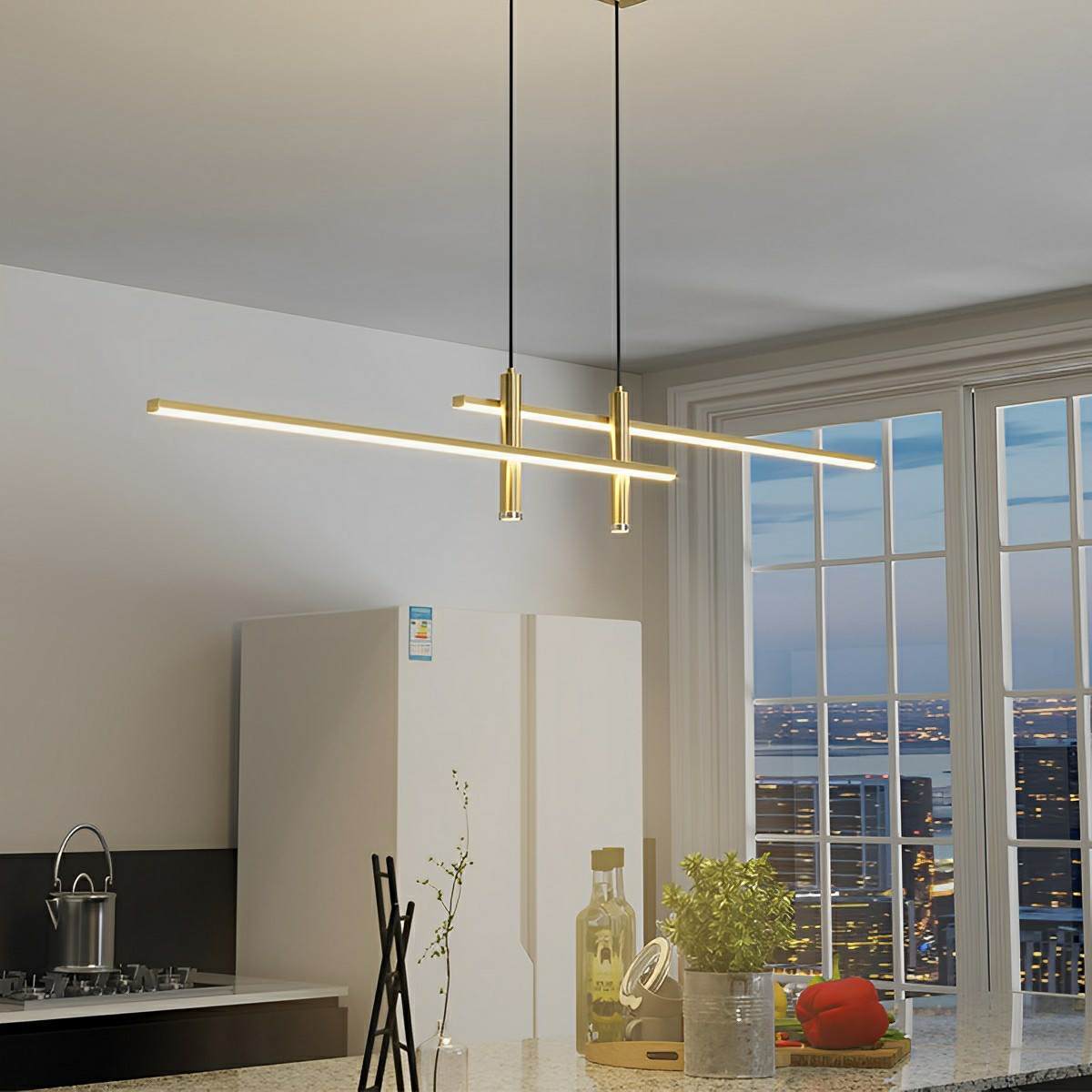 Linear Aluminum Overhead LED Fixture – Dimmable Strip Ceiling Light for Dining Room, Kitchen & Living Spaces | Thomler