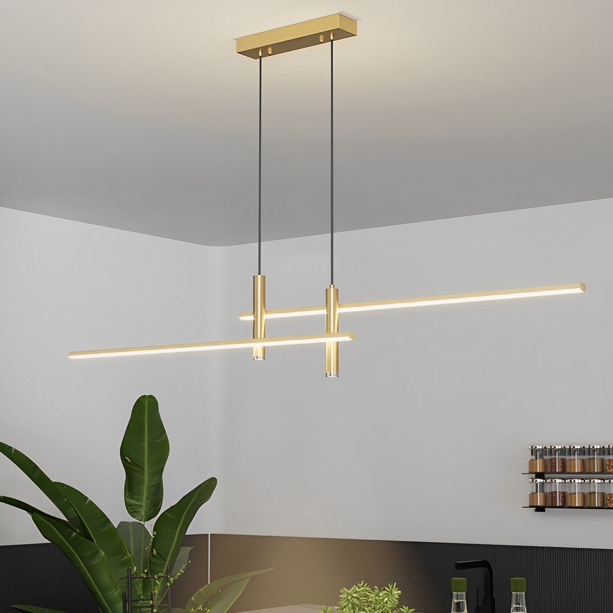 Linear Aluminum Overhead LED Fixture – Dimmable Strip Ceiling Light for Dining Room, Kitchen & Living Spaces | Thomler
