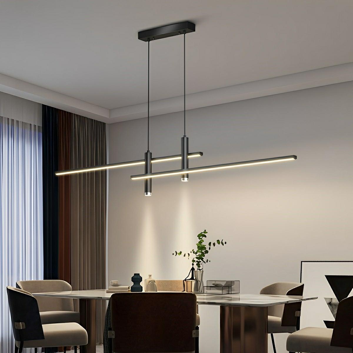 Linear Aluminum Overhead LED Fixture – Dimmable Strip Ceiling Light for Dining Room, Kitchen & Living Spaces | Thomler