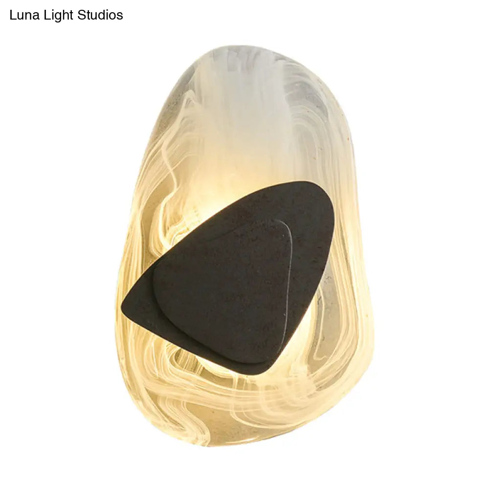 Glass Wall Sconce Light Fixture Black Metal Hardwired LED Bulb Included 8x11.5 Inch Contemporary Nordic Design for Bedroom Living Room | Thomler