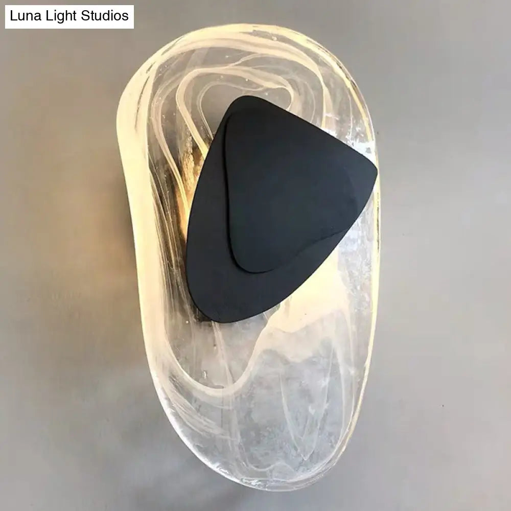 Glass Wall Sconce Light Fixture Black Metal Hardwired LED Bulb Included 8x11.5 Inch Contemporary Nordic Design for Bedroom Living Room | Thomler