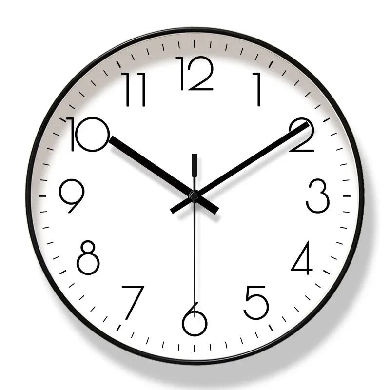 Round Wall Clock Silent Quartz Movement – Modern Minimalist Black & White Timepiece for Home Office, Kitchen, Bedroom – Clear Numbered | Thomler