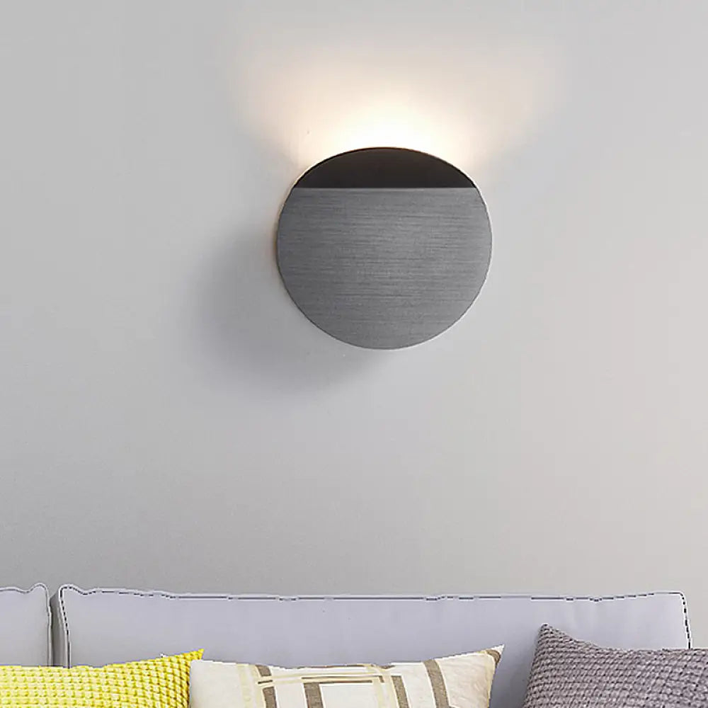 LED Wall Sconce Indoor Hallway Light Round Metal Fixture Black White Gray Gold Bronze Adjustable Brightness Corridor Entryway Hardwired | Thomler