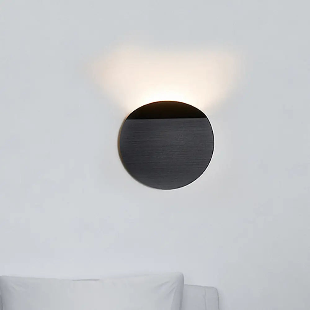 LED Wall Sconce Indoor Hallway Light Round Metal Fixture Black White Gray Gold Bronze Adjustable Brightness Corridor Entryway Hardwired | Thomler