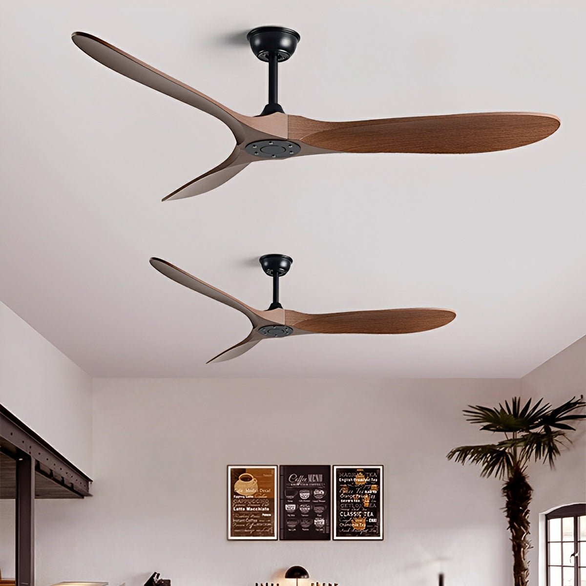 Quiet DC Ceiling Fan with Remote & Wall Switch – 6 Speed Reversible for Living Room Bedroom Dining Room – Low Profile Modern Design | Thomler