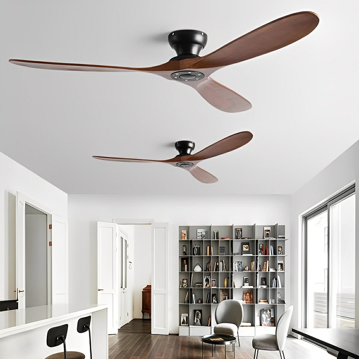 Energy-Efficient Reversible DC Ceiling Fan with Natural Wood Blades & Dual Controls | Thomler