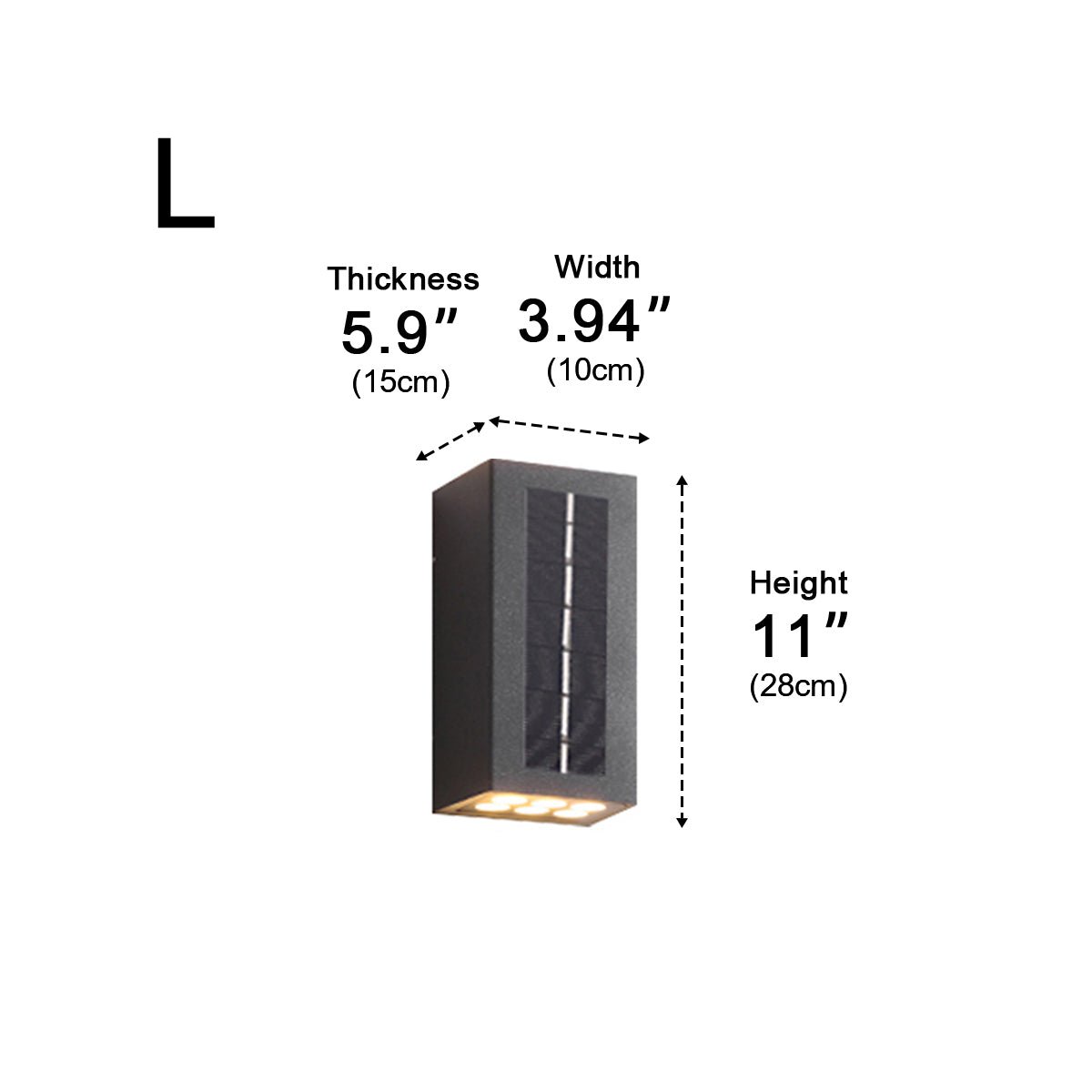 Wall Light Aluminium 6W Black Outdoor Garden Up Down Solar LED Waterproof Facade Lamp | Thomler