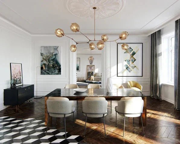 Branching Globe Chandelier with Smoky Glass Shades – Multi-Arm Statement Fixture for Dining Room & Kitchen Island Lighting | Thomler