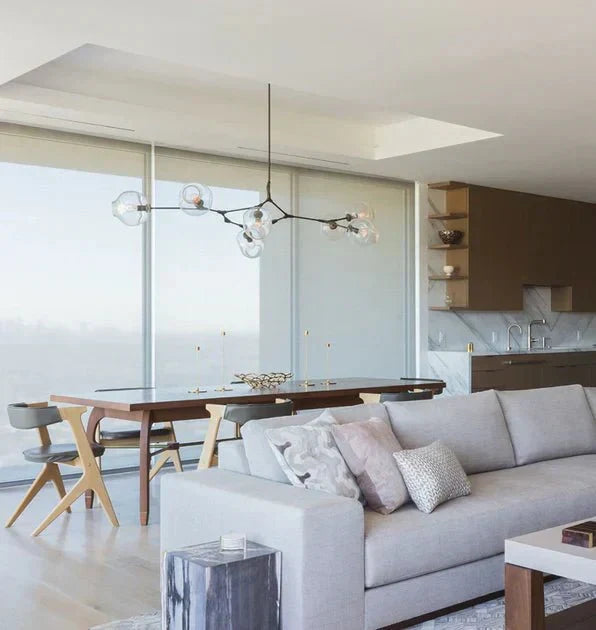 Branching Globe Chandelier with Smoky Glass Shades – Multi-Arm Statement Fixture for Dining Room & Kitchen Island Lighting | Thomler