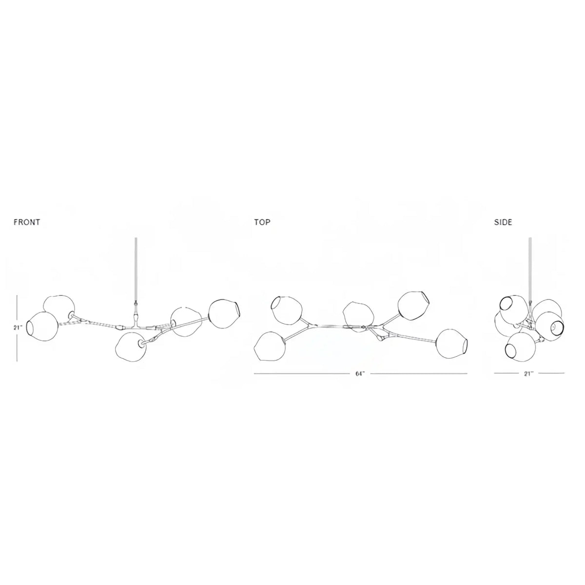 Branching Globe Chandelier with Smoky Glass Shades – Multi-Arm Statement Fixture for Dining Room & Kitchen Island Lighting | Thomler