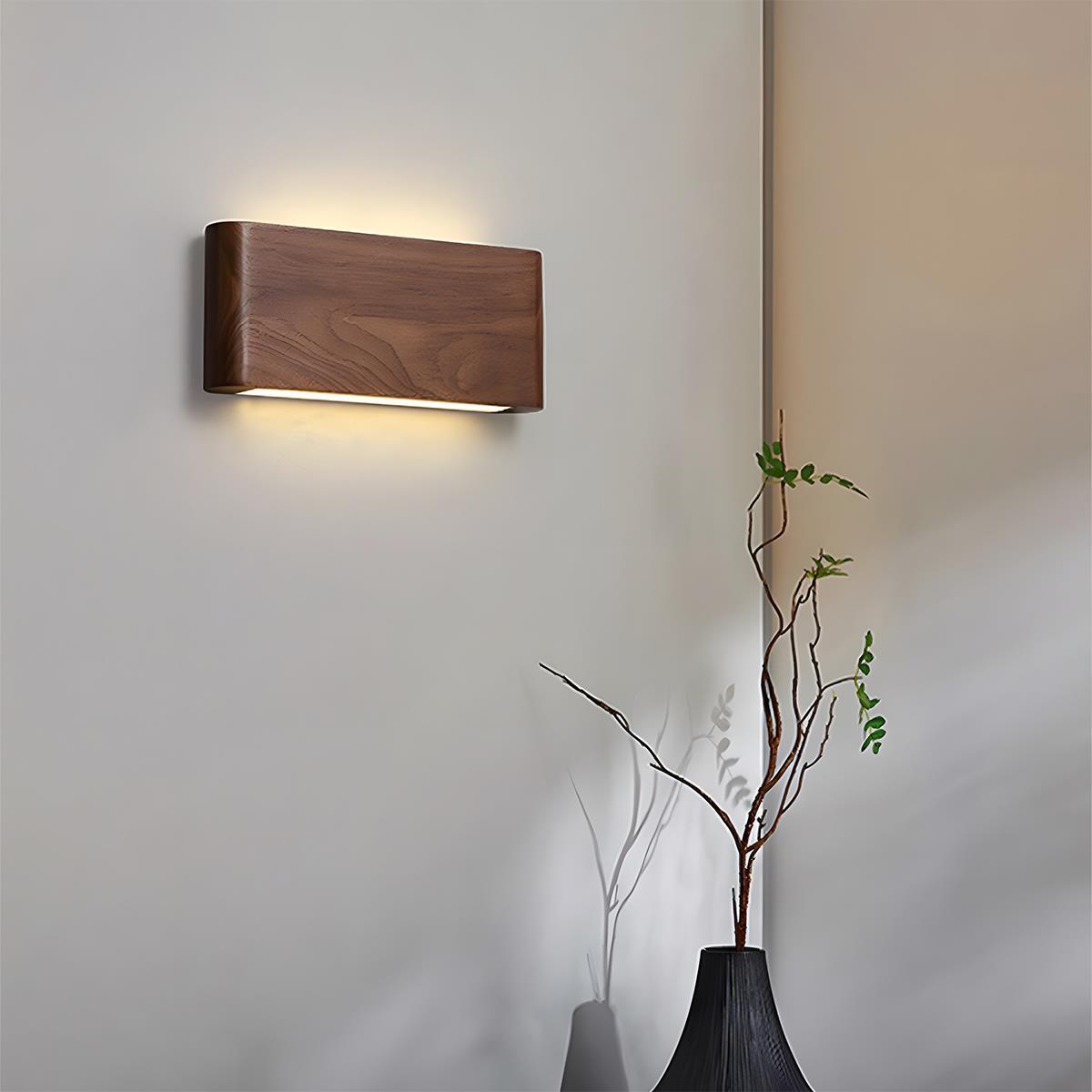 Wall Lamp Solid Walnut Wood 20.0 cm LED Bedroom Hallway Japandi Scandinavian Indoor Lighting Fixture | Thomler