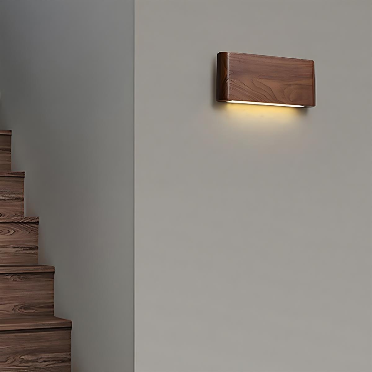 Wall Lamp Solid Walnut Wood 20.0 cm LED Bedroom Hallway Japandi Scandinavian Indoor Lighting Fixture | Thomler