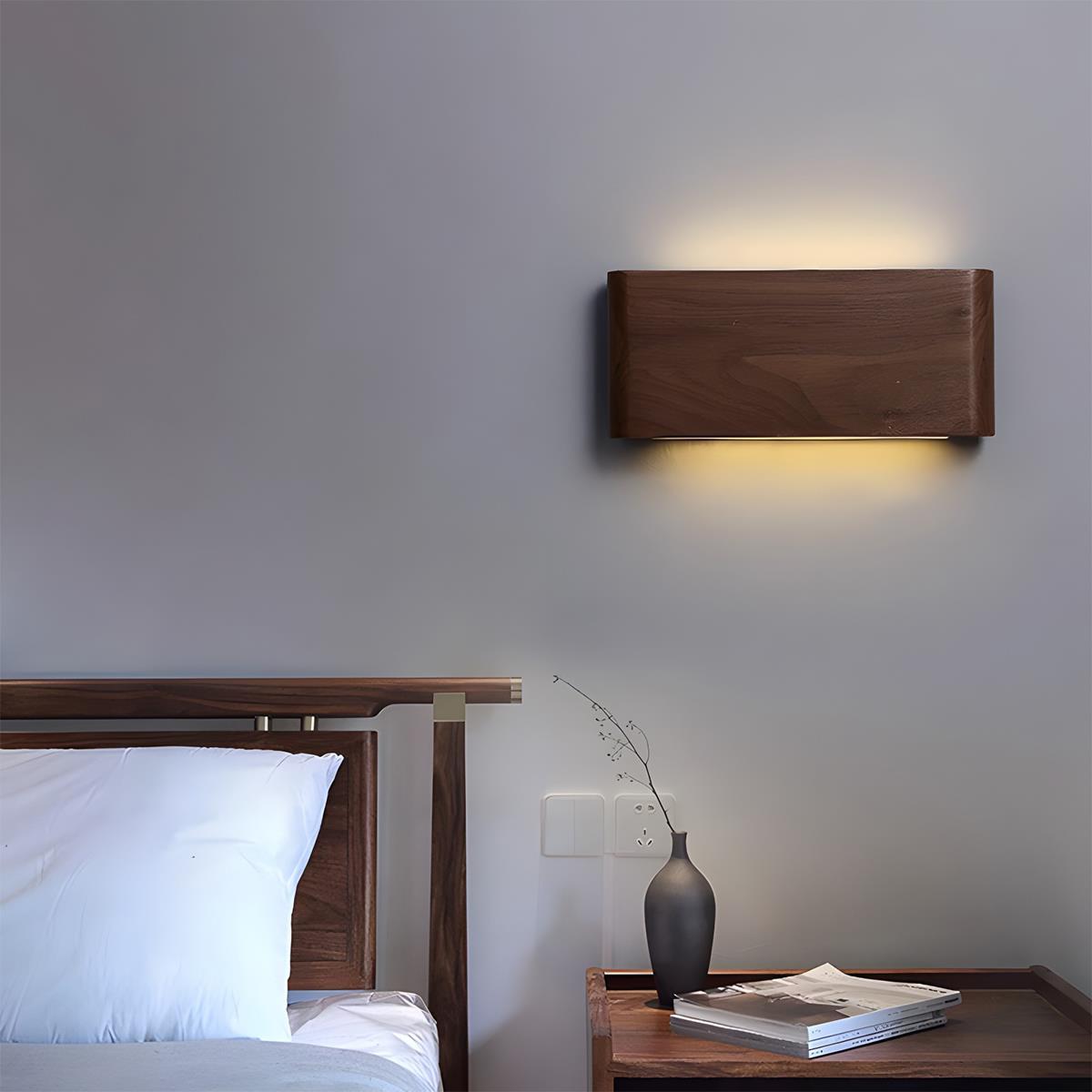 Wall Lamp Solid Walnut Wood 20.0 cm LED Bedroom Hallway Japandi Scandinavian Indoor Lighting Fixture | Thomler