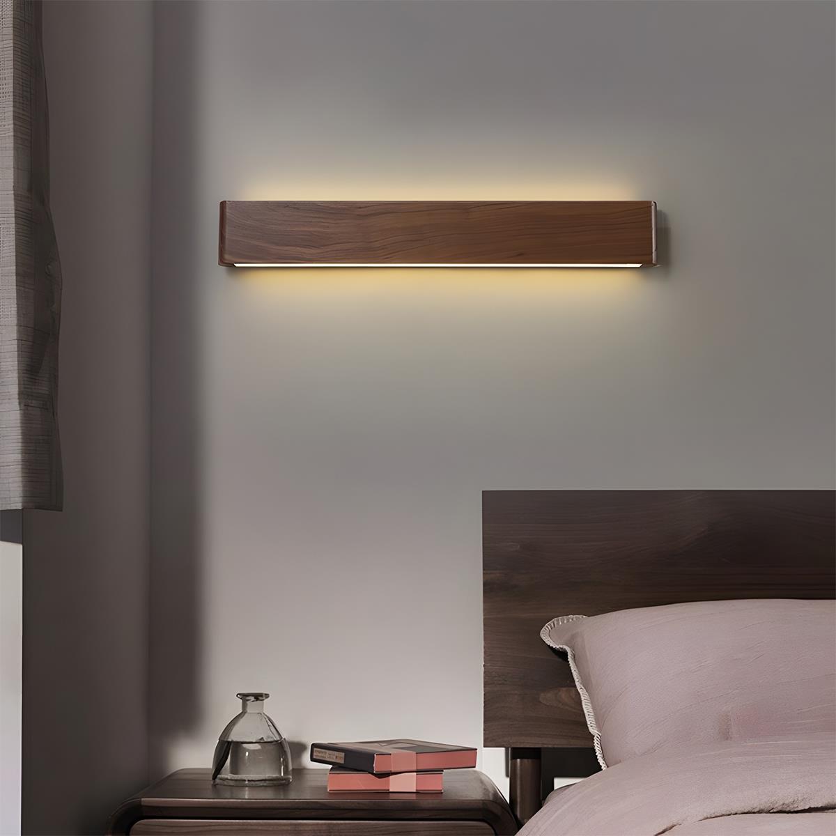Wall Lamp Solid Walnut Wood 20.0 cm LED Bedroom Hallway Japandi Scandinavian Indoor Lighting Fixture | Thomler