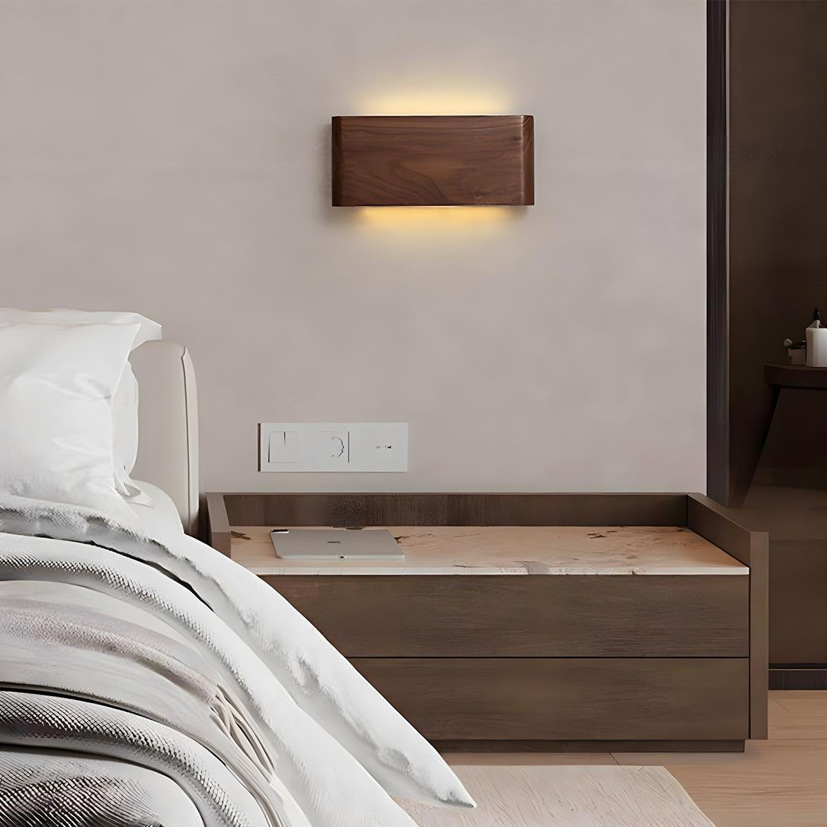Wall Lamp Solid Walnut Wood 20.0 cm LED Bedroom Hallway Japandi Scandinavian Indoor Lighting Fixture | Thomler