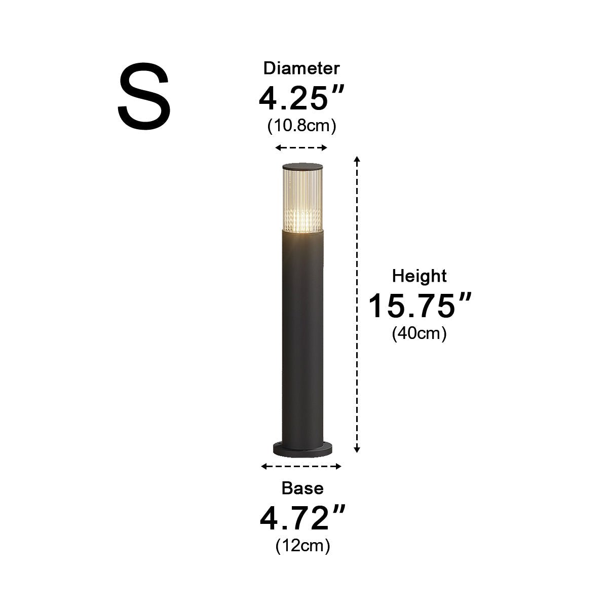 Black Aluminum LED Column Bollard for Pathway & Driveway Lighting – IP65 Weather Resistant, 3000K Glow, 7W Hardwired, for Garden Yard Villa | Thomler