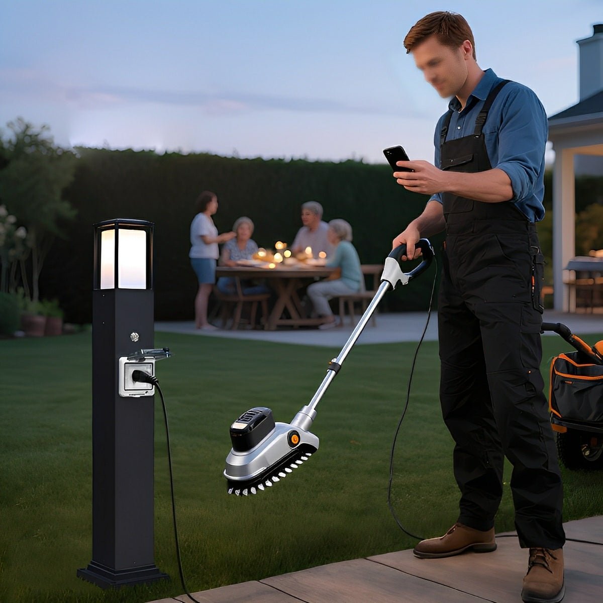 Dual-Purpose Bollard Stake Fixture with Integrated Power Socket for Yards & Gardens | Thomler