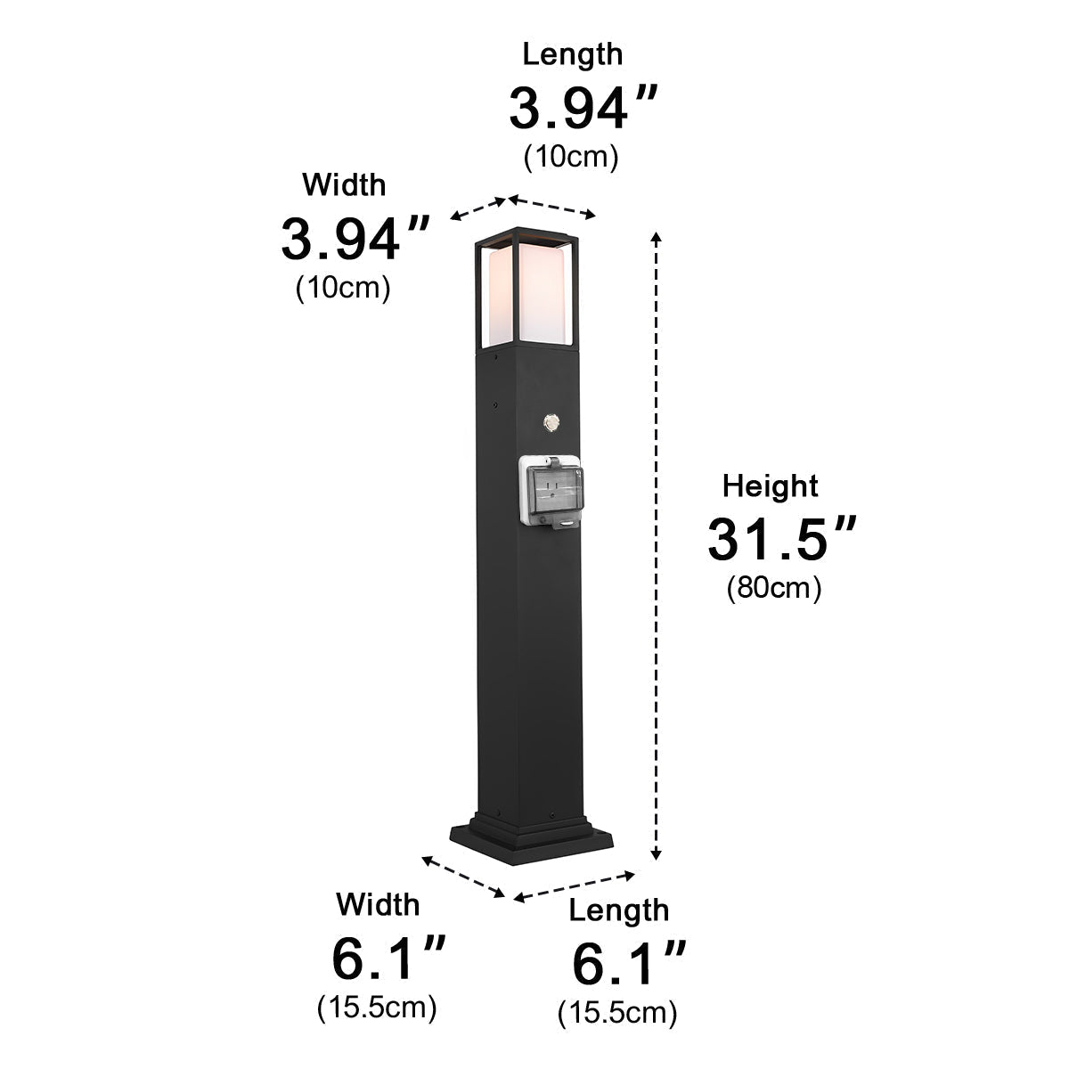 Dual-Purpose Bollard Stake Fixture with Integrated Power Socket for Yards & Gardens | Thomler