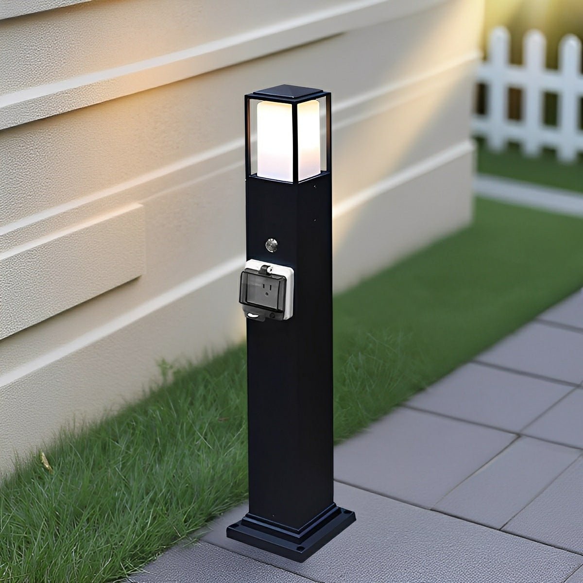 Dual-Purpose Bollard Stake Fixture with Integrated Power Socket for Yards & Gardens | Thomler