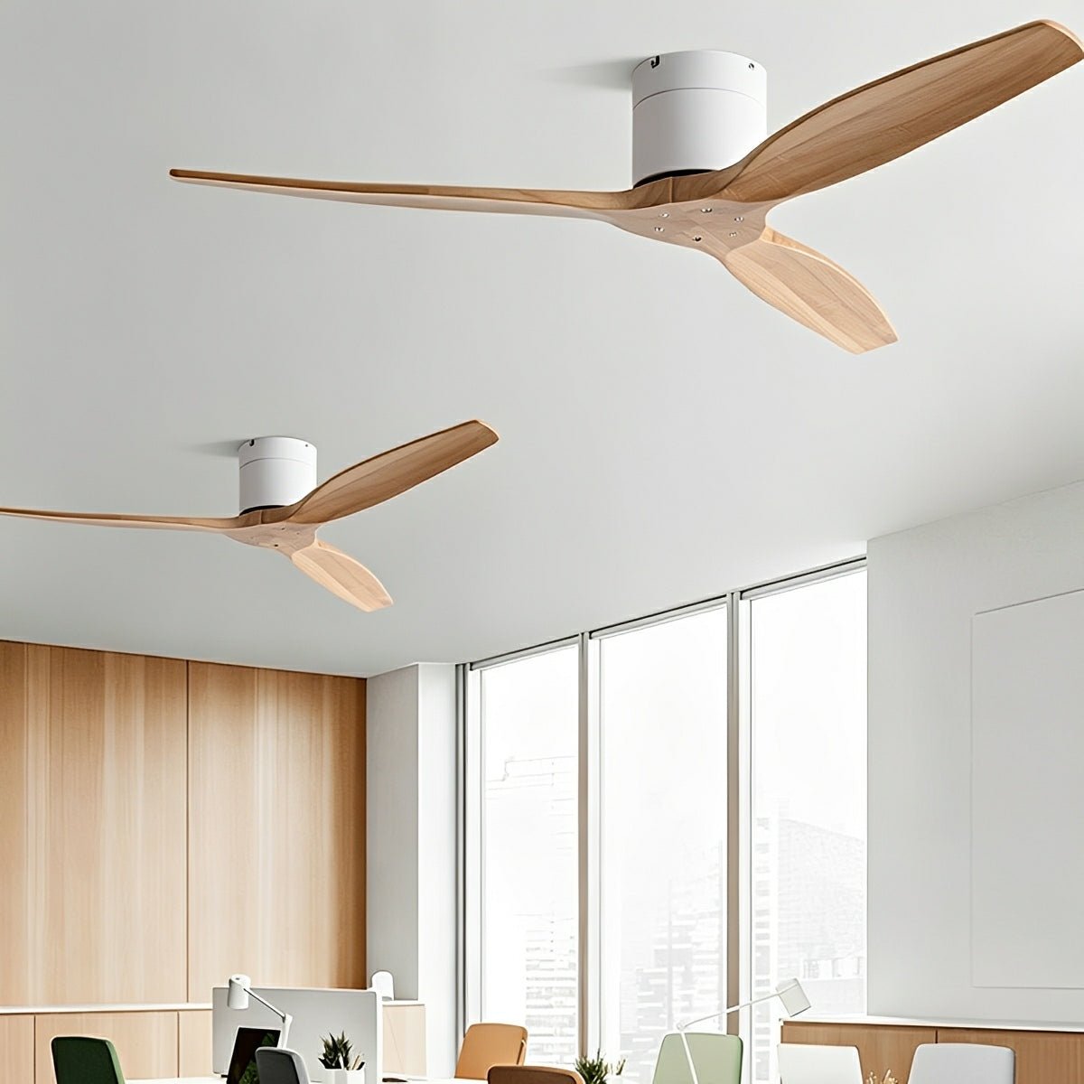 3-Blade Reversible DC Ceiling Fan with Remote & Wall Control – Whisper-Quiet Wood Design for Living Room, Bedroom & Dining | Thomler