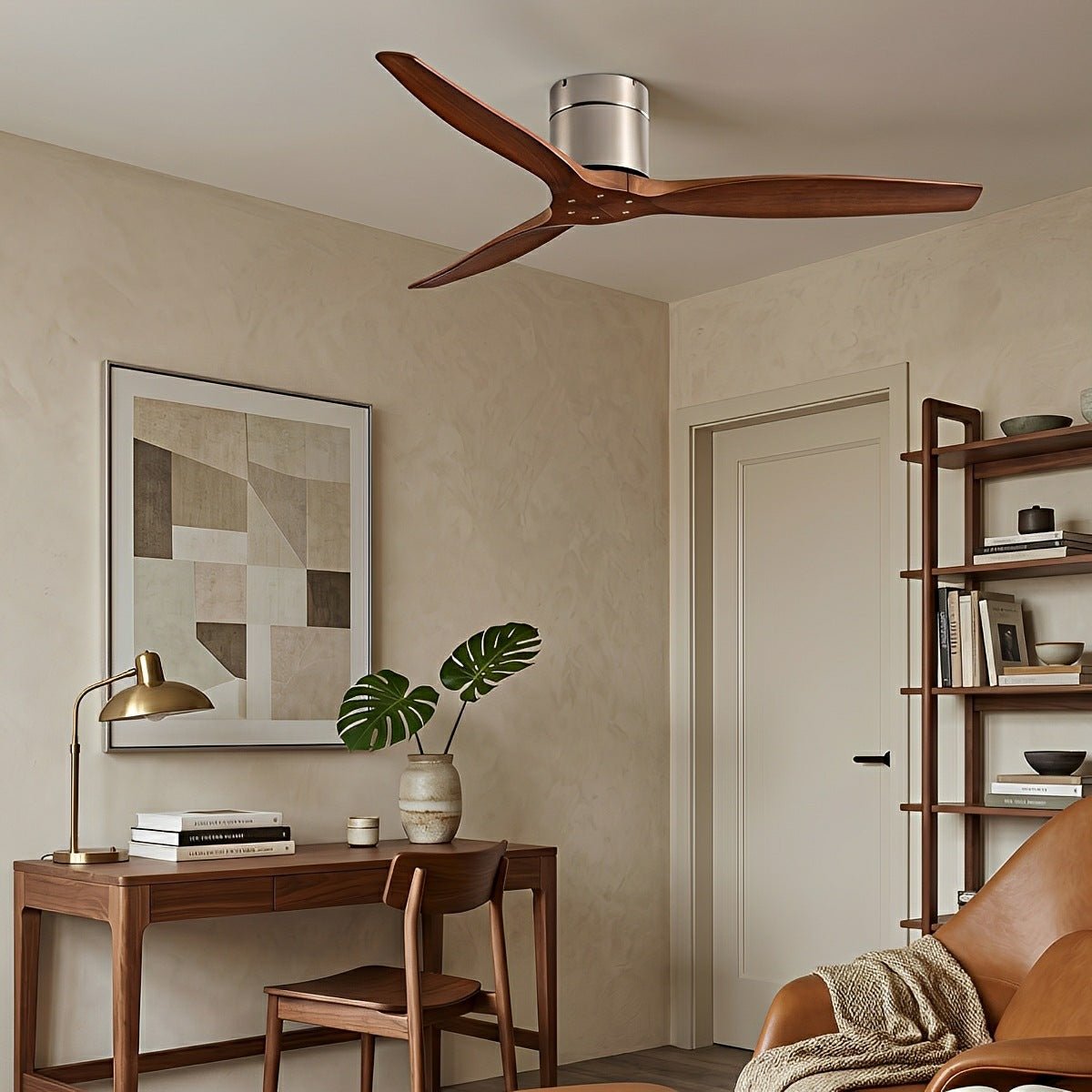 3-Blade Reversible DC Ceiling Fan with Remote & Wall Control – Whisper-Quiet Wood Design for Living Room, Bedroom & Dining | Thomler
