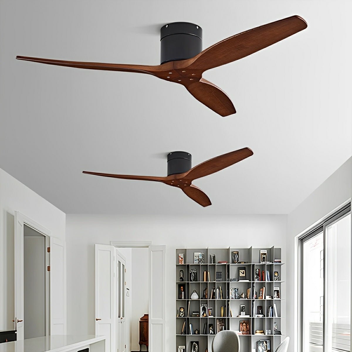 3-Blade Reversible DC Ceiling Fan with Remote & Wall Control – Whisper-Quiet Wood Design for Living Room, Bedroom & Dining | Thomler