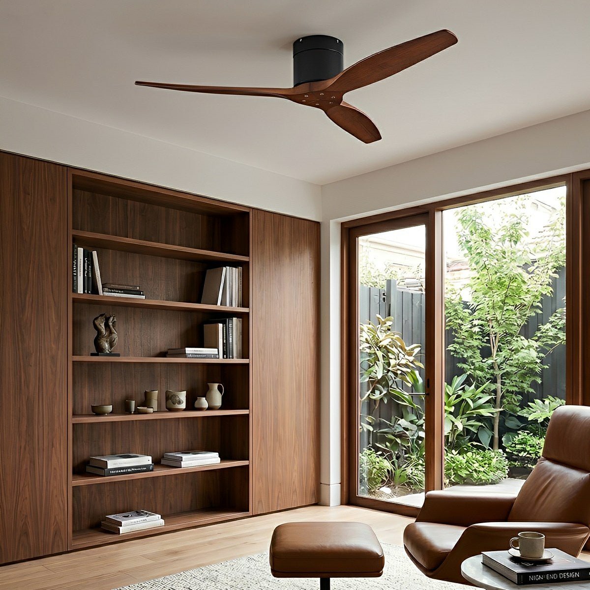 3-Blade Reversible DC Ceiling Fan with Remote & Wall Control – Whisper-Quiet Wood Design for Living Room, Bedroom & Dining | Thomler