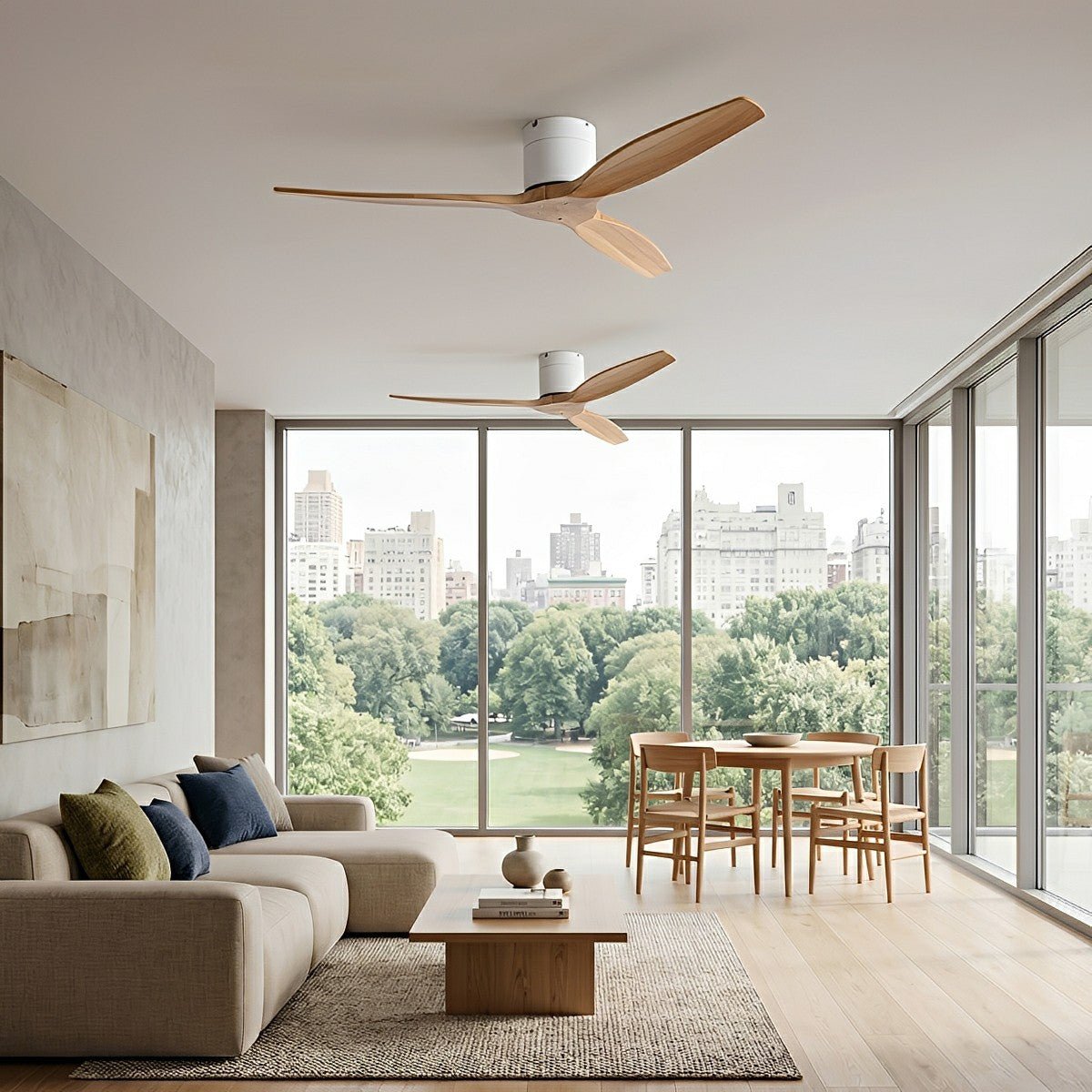 3-Blade Reversible DC Ceiling Fan with Remote & Wall Control – Whisper-Quiet Wood Design for Living Room, Bedroom & Dining | Thomler