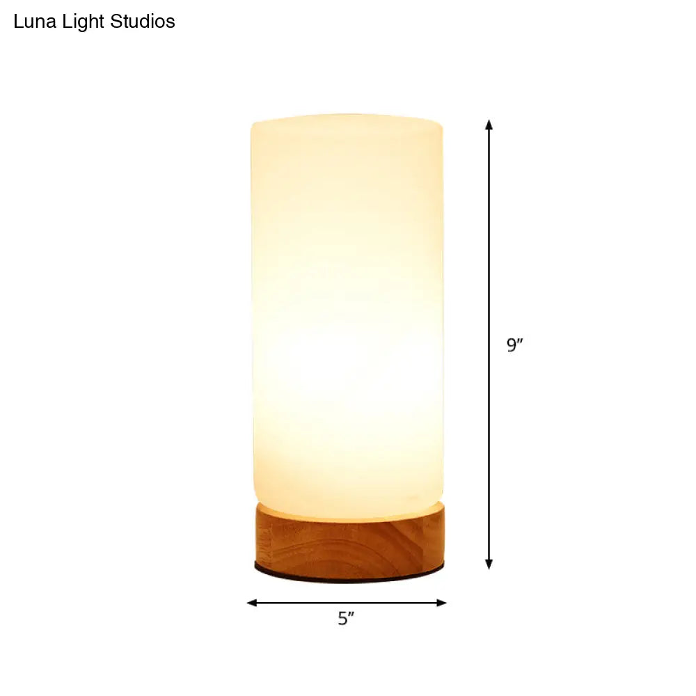 White Glass Reading Lamp with Wood Base - Single E26 Socket Floor Light for Bedroom Office Living Room | Thomler