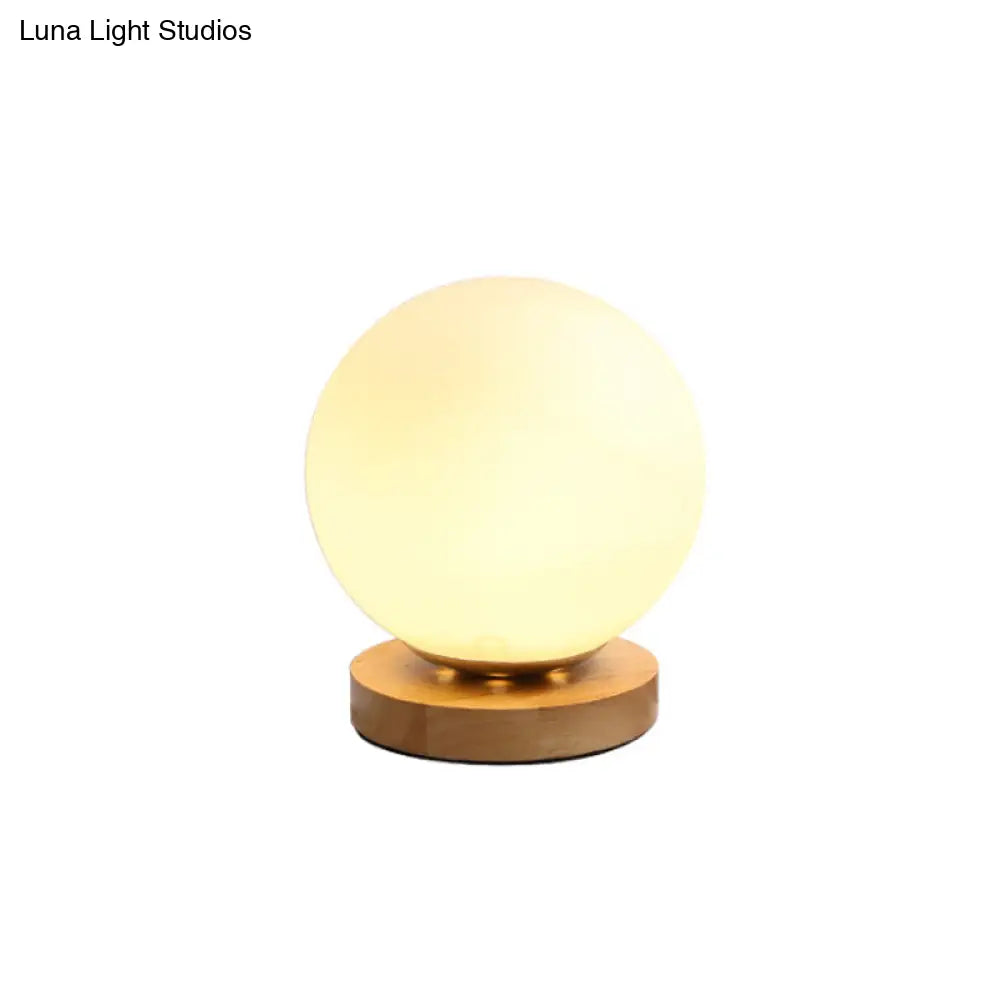 White Glass Reading Lamp with Wood Base - Single E26 Socket Floor Light for Bedroom Office Living Room | Thomler