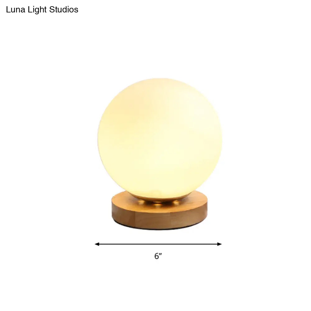 White Glass Reading Lamp with Wood Base - Single E26 Socket Floor Light for Bedroom Office Living Room | Thomler