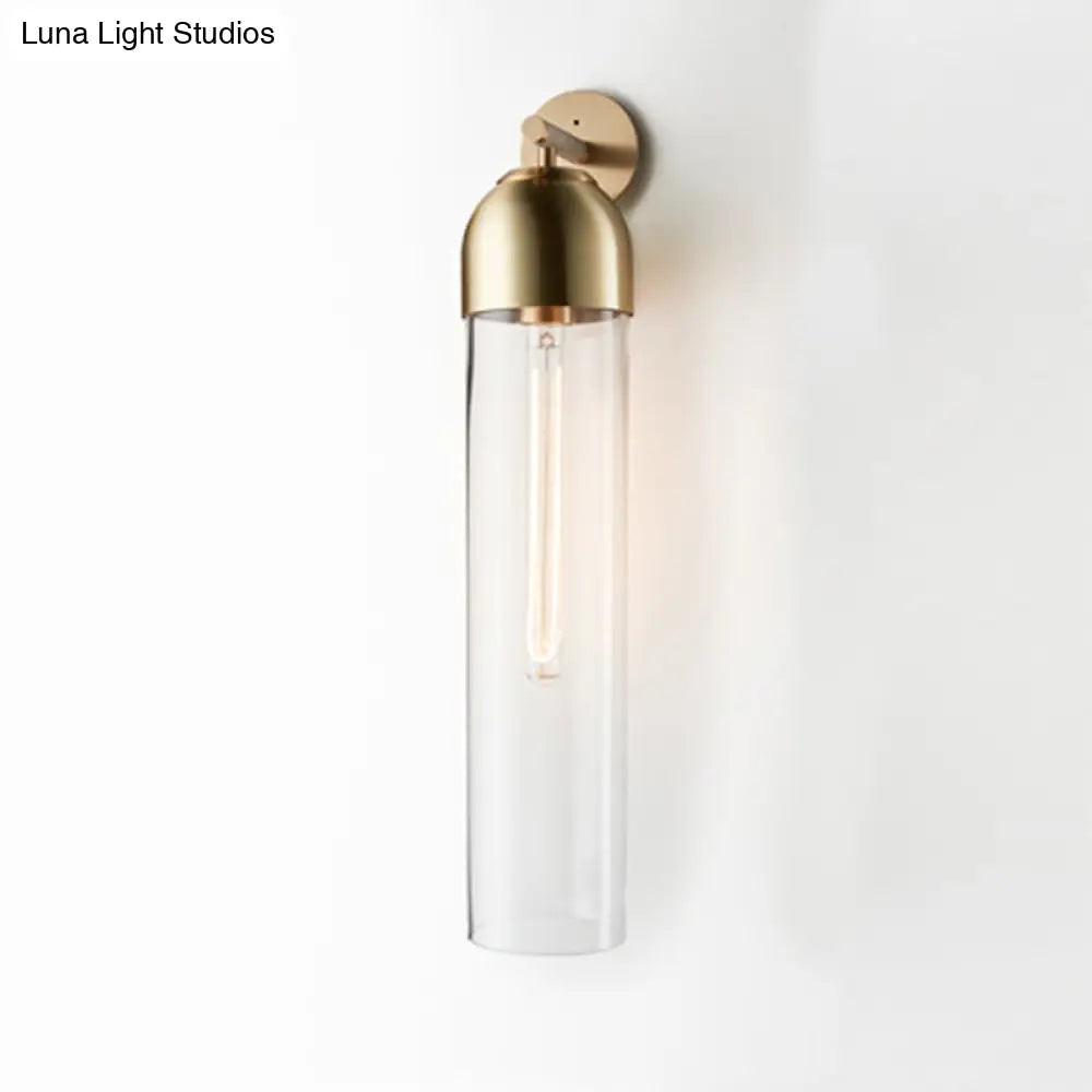 Glass Tube Wall Sconce with Arched Bracket – Single-Light Fixture for Bedroom, Hallway & Living Room – Modern Minimalist Design | Thomler