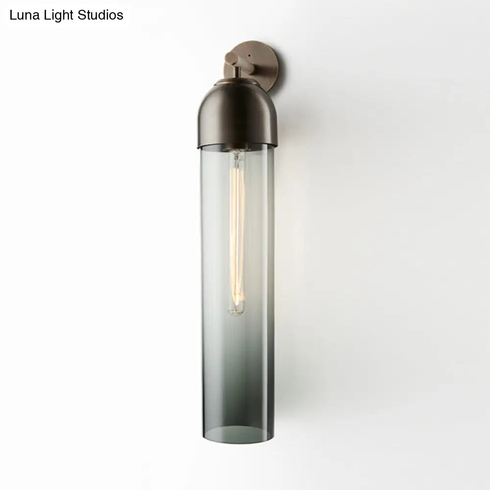 Glass Tube Wall Sconce with Arched Bracket – Single-Light Fixture for Bedroom, Hallway & Living Room – Modern Minimalist Design | Thomler