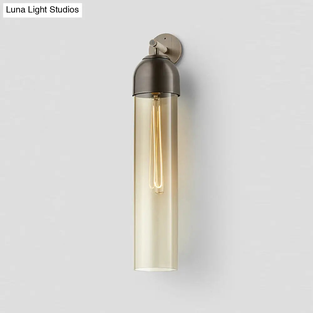 Glass Tube Wall Sconce with Arched Bracket – Single-Light Fixture for Bedroom, Hallway & Living Room – Modern Minimalist Design | Thomler