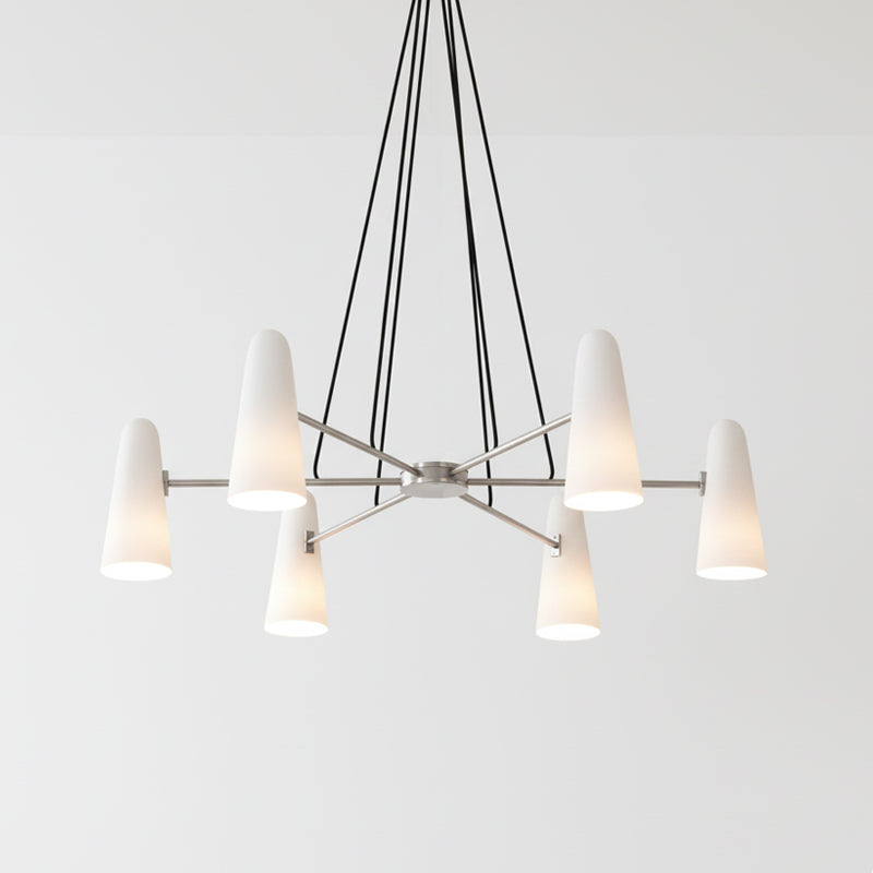 Chandelier Brass 31.5 in Ceiling Light White Glass Dining Room Living Room Fixture 6-8 Heads Adjustable Length | Thomler