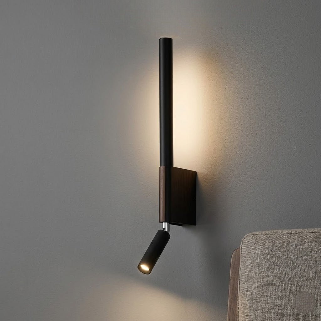 Dual-Function Wall Sconce with Swivel Reading Light for Bedroom & Nightstand | Modern LED Task Lamp | 12W Aluminum Fixture | Thomler
