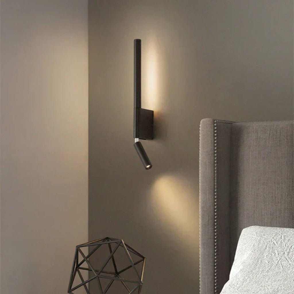 Dual-Function Wall Sconce with Swivel Reading Light for Bedroom & Nightstand | Modern LED Task Lamp | 12W Aluminum Fixture | Thomler
