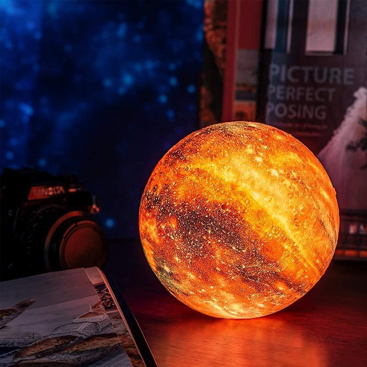 Rechargeable Star Projection Night Light – Touch Control LED Mood Lamp for Bedroom, Nursery & Relaxation – Portable Cordless Ambient | Thomler