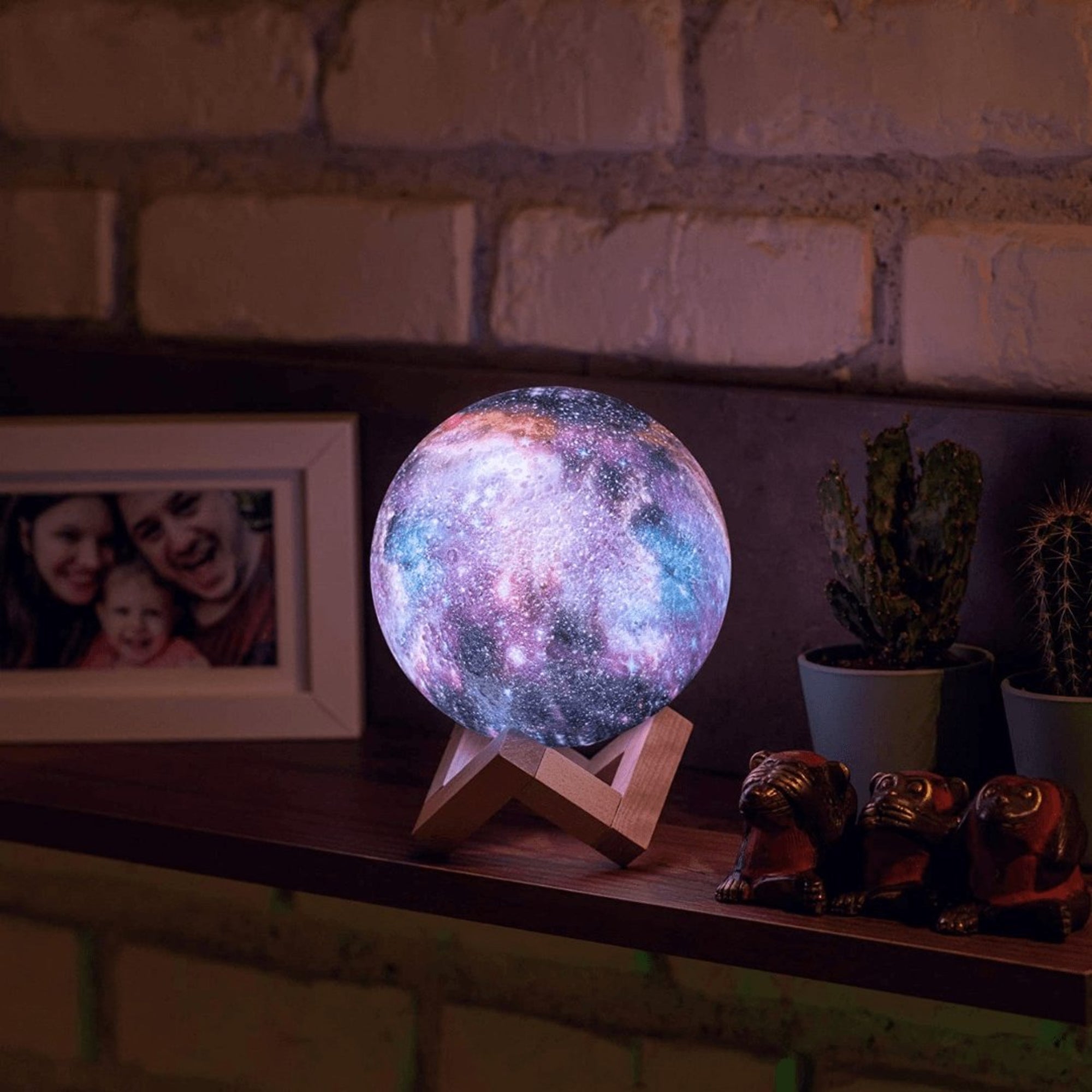 Moon Lamp 8 in 3D Printed ABS PVC Wooden Stand USB Rechargeable Night Light 16 Colors Portable Bedroom Home Decor | Thomler