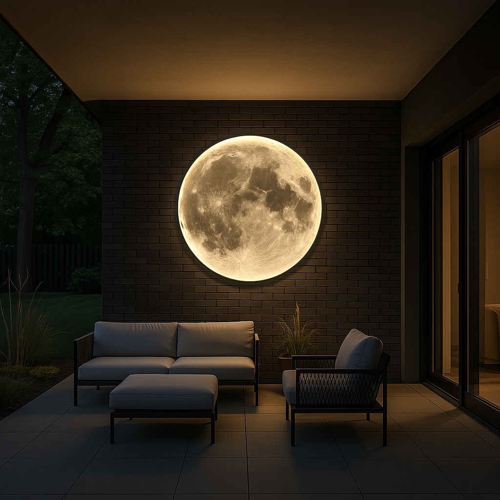 LED Moon Wall Light Fixture – Realistic Lunar Surface Glow – Diameter 16-31 in – Indoor Outdoor Celestial Accent for Living Room Bedroom | Thomler