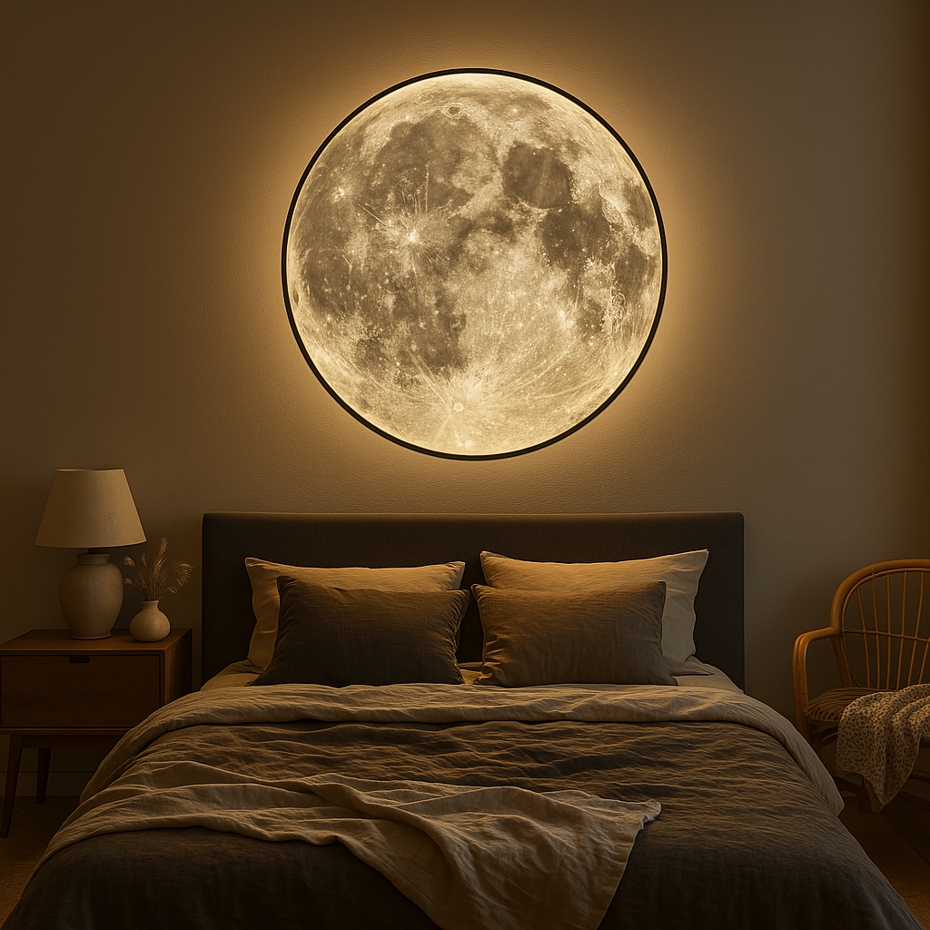 LED Moon Wall Light Fixture – Realistic Lunar Surface Glow – Diameter 16-31 in – Indoor Outdoor Celestial Accent for Living Room Bedroom | Thomler