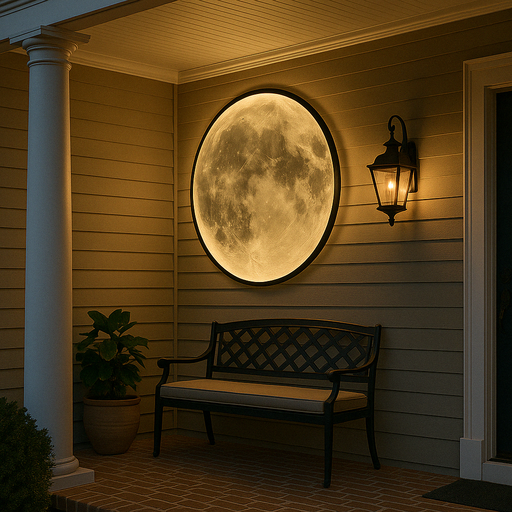 LED Moon Wall Light Fixture – Realistic Lunar Surface Glow – Diameter 16-31 in – Indoor Outdoor Celestial Accent for Living Room Bedroom | Thomler