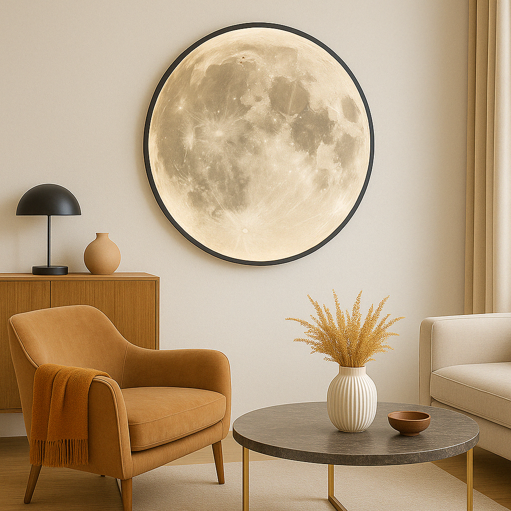 LED Moon Wall Light Fixture – Realistic Lunar Surface Glow – Diameter 16-31 in – Indoor Outdoor Celestial Accent for Living Room Bedroom | Thomler