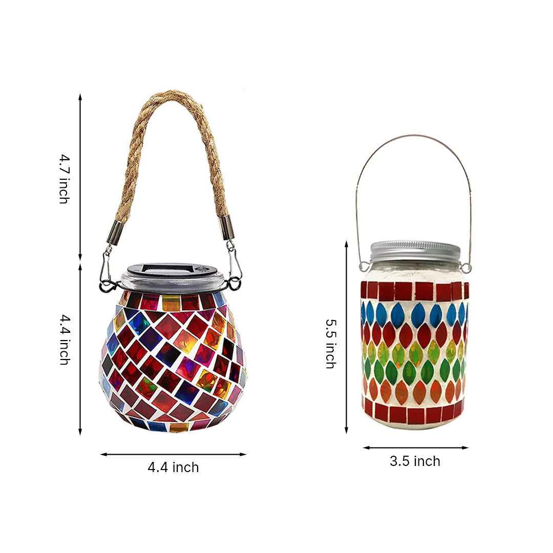 Solar Stained Glass Outdoor Lantern — Handcrafted Mosaic Garden Light with Auto Dusk-to-Dawn | Thomler