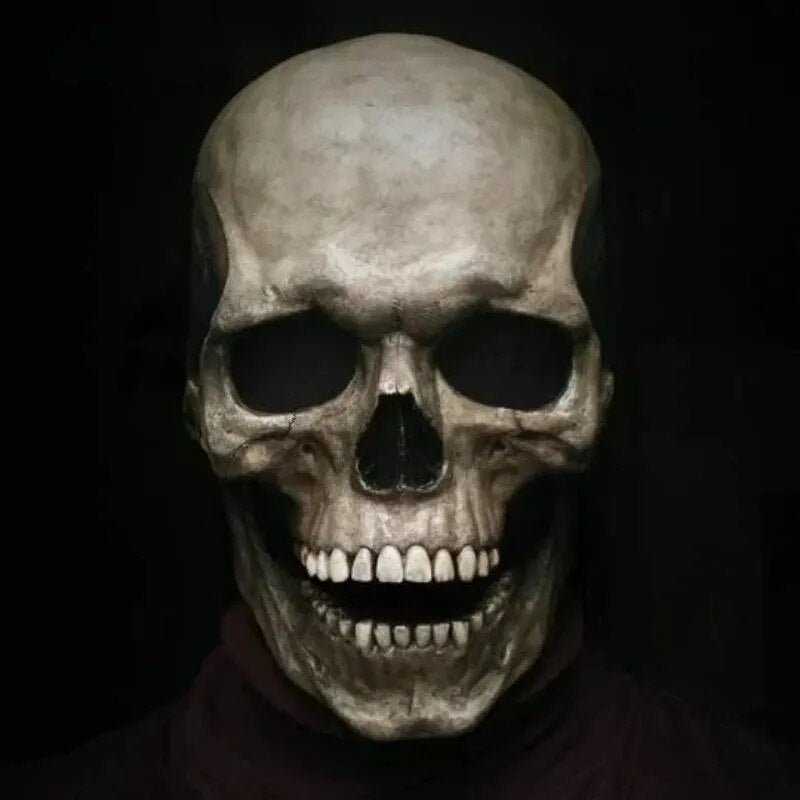 Animatronic Skull Head Mask with Articulated Jaw for Costume Parties & Horror Cosplay – Full Coverage Latex Skeleton Disguise | Thomler
