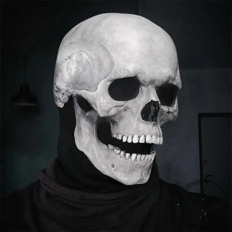 Articulated Jaw Skeleton Head Cover – Full-Head Horror Costume Piece with Motion-Activated Bone Mask for Adults Halloween Cosplay Parties | Thomler