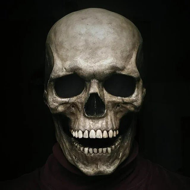 Articulated Jaw Skeleton Head Cover – Full-Head Horror Costume Piece with Motion-Activated Bone Mask for Adults Halloween Cosplay Parties | Thomler