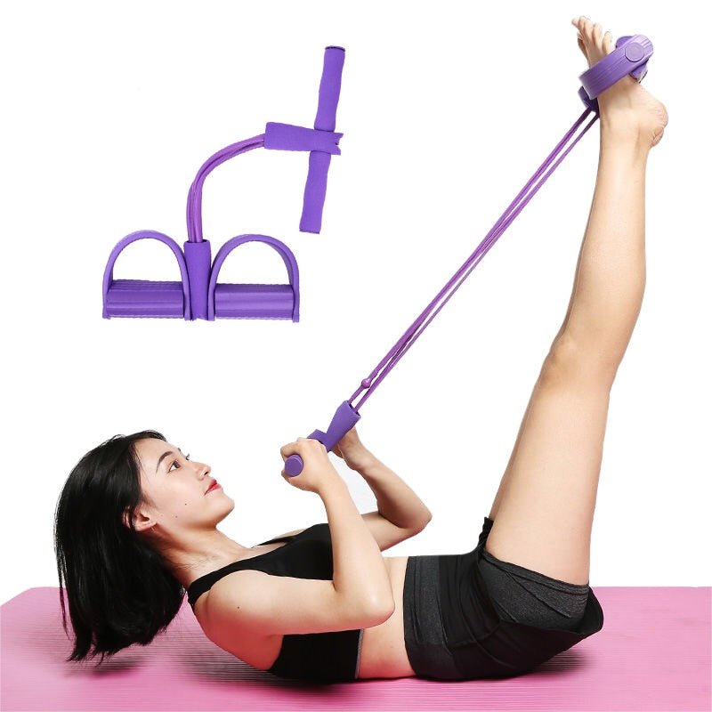 Resistance Band Trainer with Foot Pedal & Handles – 4-Tube Latex Core Workout System for Arms, Abs, Legs & Full Body – Portable Home Gym | Thomler