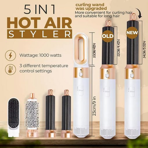 Hair Airstyler Ionic Airflow 1000W Multi Attachment Daily Styling Curling Drying Tool | Thomler